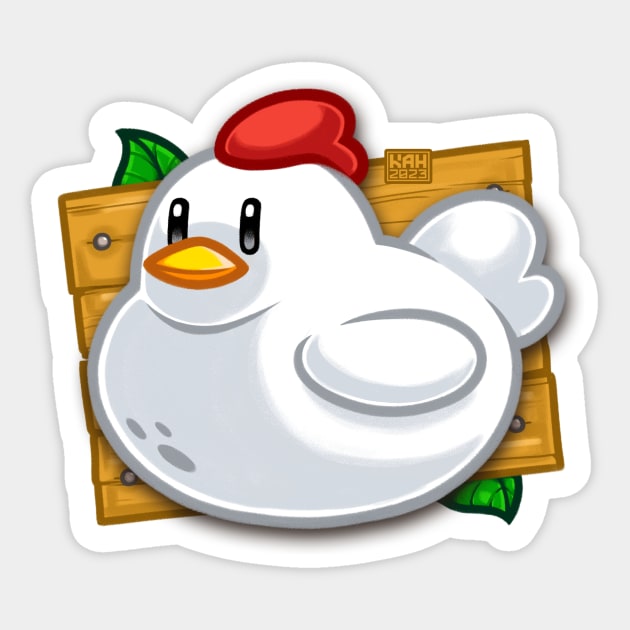 White Valley Chicken Sticker by MrHinkleDraws